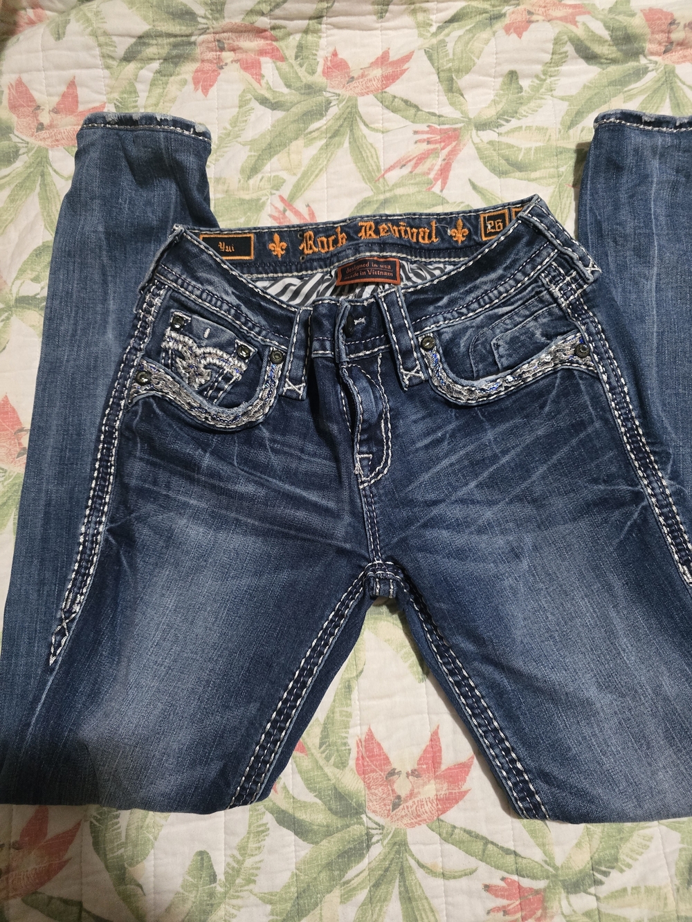 Rock Revival Women’s Dark Blue Embroidered Jeans